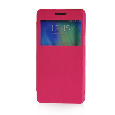 

MOONCASE View Window Leather Side Flip Wallet Pouch Slim Shell Back Case Cover For Samsung Galaxy A5 Hot pink