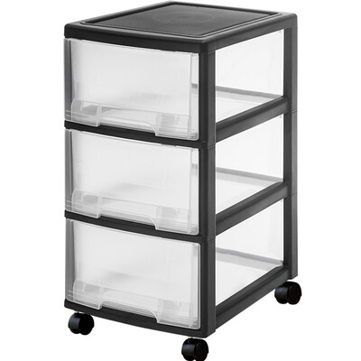 

JEKO&JEKO transparent plastic childrens wardrobe baby storage box quilted chest of drawers storage drawer storage cabinet finishing storage box deep three-tier cabinet with pulley SWB-517