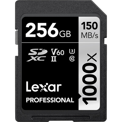 

Lexar 256GB read 150MBs write 90MBs SDXC UHS-II U3 ​​V60 SD high speed memory card 1000x MLC particles