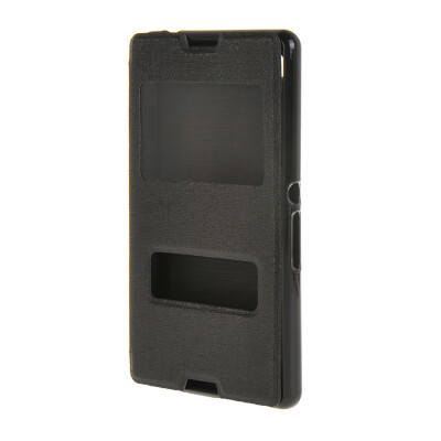 

MOONCASE Side Flip Hard board Slim Leather Bracket Window Case Cover for Sony Xperia E3 Black