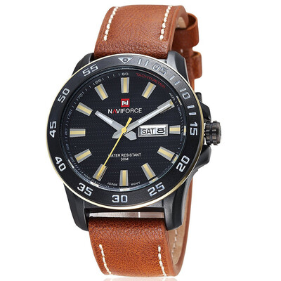 

NAVIFORCE 9040 Men Day Clock Casual Quartz Sports Wristwatch Military Leather Watch Relogio Masculino