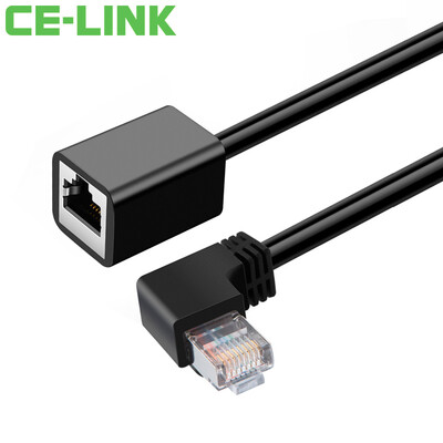 

CE-LINK CAT6 network cable extension cable six types of RJ45 male to female network cable connector black upper bend 05 m 4354