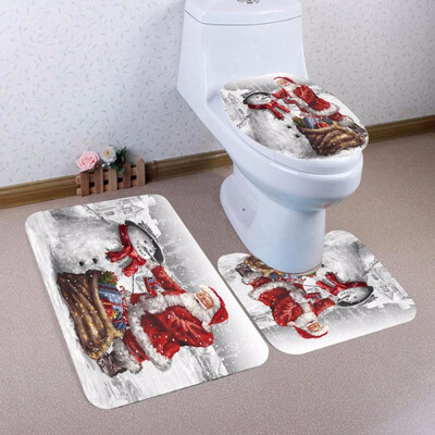 

Father Christmas&Snowman Pattern 3Pcs Bathroom Mats Set