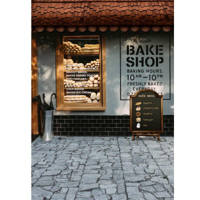 

Bake Shop Photo Backdrop 57FT Vinyl Fabric Cloth Digital Printing Photo Background s-761