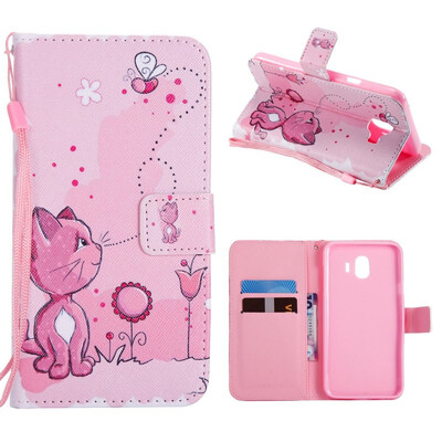 

MOONCASE Samsung Galaxy J4 Cards Painted Leather Case - Cat&Bee