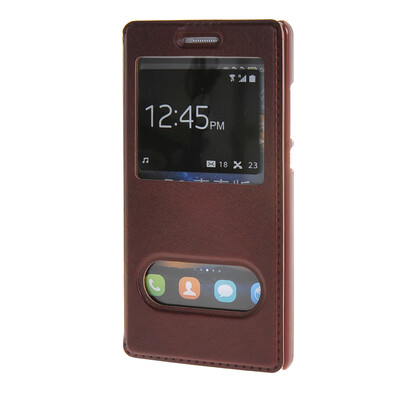 

MOONCASE Case for Huawei Ascend P8 Lite Case View Window Leather Flip Bracket Back Cover wine 01
