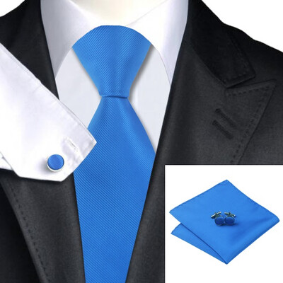 

Hot selling Vogue Men Silk Tie Set High Quality 100% Silk Necktie Handkerchief Cufflinks Set for Formal Wedding Business