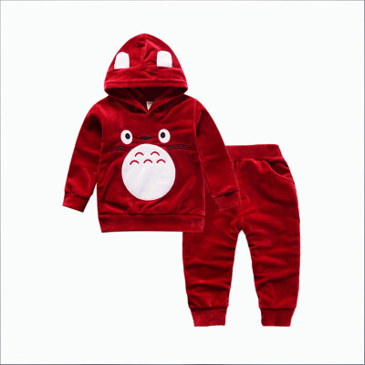 

Fashion Children Boys Girls Cartoon Clothing Suits Baby Velvet Hoodies Pants 2PcsSets Kids Winter Clothes Toddler Tracksuits