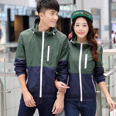 

Unisex Couple Fashion Long Sleeve Contraste Color Zipper Sun Protection Jacket