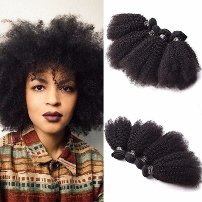 

Amazing Star Brazilian Virgin Hair 4 Bundles Afro Kinky Curly Bundles Top Quality Human Hair Extensions Soft&Bouncy Hair Weft