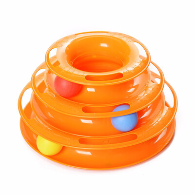 

Plastic Three Levels Tower Tracks Disc Cat Toy Amusement Shelf Play Station Pet Cats Triple Play Disc Ball Toys Jouet Chat