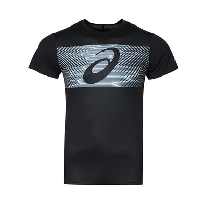 

IELTS asics new short-sleeved T-shirt mens LOGO printing short-sleeved T-shirt 18 autumn&winter male 2031A604-001 black L