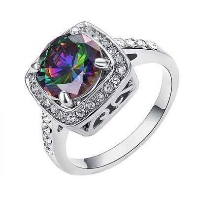 

Yoursfs Mystic Topaz Ring cz Engagement for Women 18k Gold Plated Simulation Engagement Rings