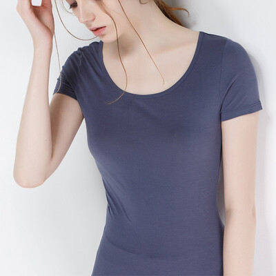 

Canvaus Summer New Women Modal Slim Simple Basic Tight-fitting O-neck Short Sleeve T Shirt