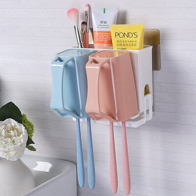 

Shuangqing ShuangQing suction cup toothbrush holder no trace stickers bathroom shelf lovers set SQ-5173