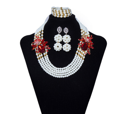 

Royal Womens Crystal Jewelry Nigerian Wedding Beads African Jewelry Sets Bridal Handmade Beaded Necklace Free Shipping