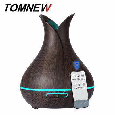 

TOMNEW 400ML Essential Oil Diffuser Humidifier Ultrasonic Aroma Aromatherapy Diffuser Wood Grain Mist Maker with Remote Control
