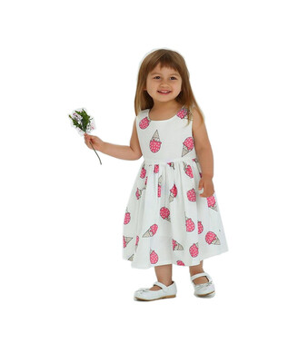 

DAWILS Girls Sleeveless Dresses PinkBlue Ice Cream Print Casual Summer Dress With Belt