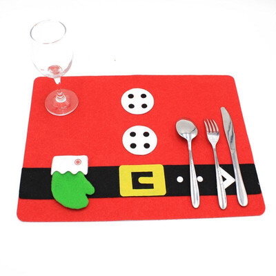 

UpperX Santa Claus Glove Christmas Placemat Western Cutlery Fork Jacket 45 34cm