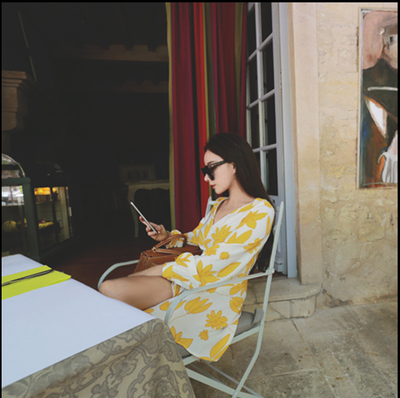 

Lovaru ™ Fall 2015 small and pure and fresh yellow petals long-sleeved v-neck cultivate one's morality show thin women dress