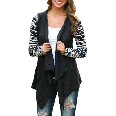 

CT&HF Women Geometric Printed Stitching Knitted Cardigan