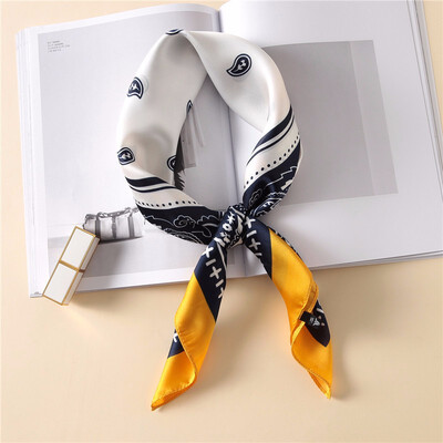 

Guttavalli Women Vintage Cashew Flower Small Ties Female Geometric Floral Wrap Summer Chevron Sunscreen Soft Silk Stripe Scarves