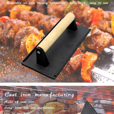 

WSOAR Barbecue BBQ Grill Steak Weights Heavy Weight Cast Iron Grill Press With Wood Handle