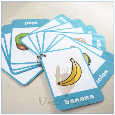 

14 Pieces-Fruits Flash Cards-English word learning card&pocket size flash card for Preschool children-English Vocabulary Cards