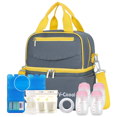 

V-Coool Minimalist Portable Outdoor Back Milk Pack Ice Pack Breast Milk Insulation Pack Squirrel Grey 2 Blue Ice 4 No Quail Egg Storage Bottle 30 Pack Milk Bag Customized Full Set
