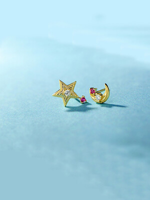 

ONICE 925 Sterling Silver Eearing Features Moon and Star accented with Zircon WQE022