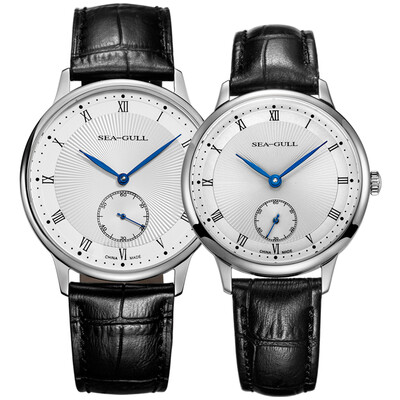 

Seagull (SeaGull) watch slim series personality small seconds hand chain machinery couple table female table white plate black belt D819.619L