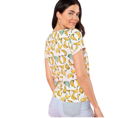 

Shein womens watermelon print hole curled short sleeve t-shirt