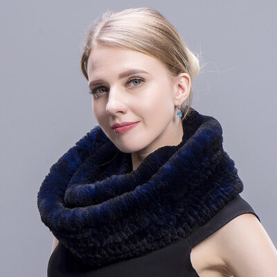

MsMinShu Brand Real Rex Rabbit Fur Scarf Collar Knit Infinite Scarves Women Loop type Fur Scarf Women Real Rabbit Fur Shawl