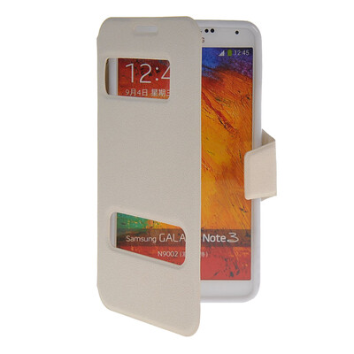 

MOONCASE View Window Leather Side Flip Pouch Stand Shell Back Case Cover for Samsung Galaxy Note 3 N9000 White