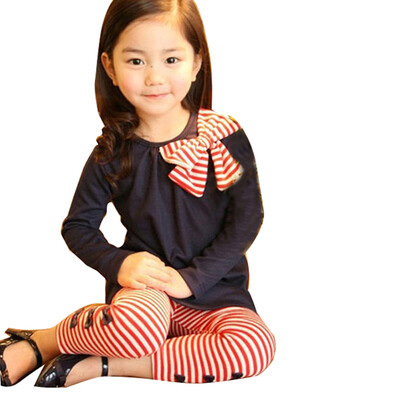 

2pcs Baby Girl Kids Bowknot T-shirt TopPants Leggings Trousers Outfit Clothing