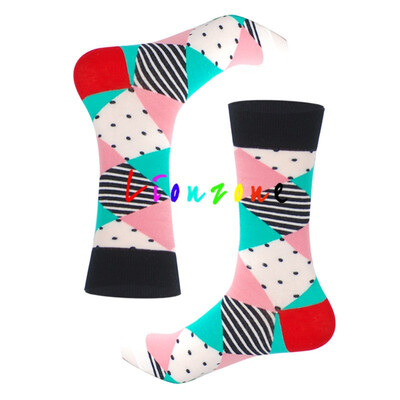 

LIONZONE 2018 Hot Happy Socks Men Women Unisex With Stripes Design Cotton Travertine Casual Crew Socks Funny Gift