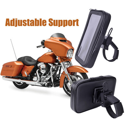 

Motorcycle Phone Holder Phone Stand Adjustable Support for iPhone6 5S 7Plus S9 GPS Bike Holder Waterproof Bag soporte movil moto