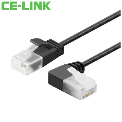 

CE-LINK CAT6A network cable fine network cable super six UTP high speed network cable 90 degree elbow left curved cable black 5 m 4323