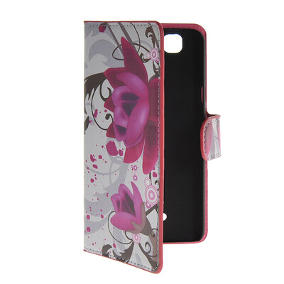 

MOONCASE Flower style Leather Side Flip Wallet Card Slot Stand Pouch чехол для Wiko Rainbow / 4G