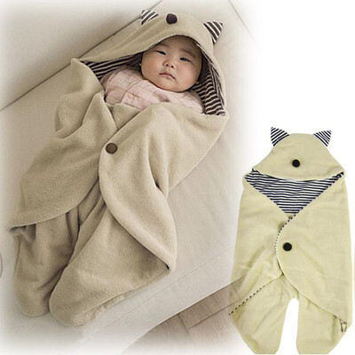 

baby blanket Infant hoodie fleece Swaddle wrap sleeping bag stroller