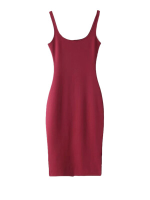 

Sexy Cut Solid Color Bodycon Sleeveless Dress