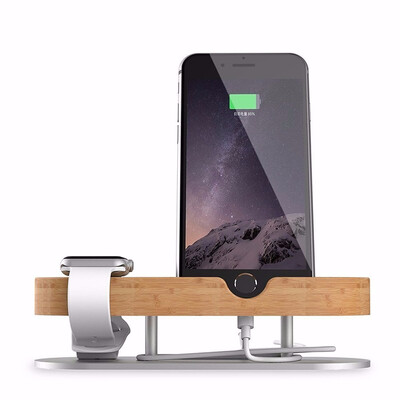 

Apple Watch Stand Universal 2 in 1 iPhone Stand iwatch Stands Bamboo Wood Charging Dock Station Cradle Holder for iPhone 7 7 pl