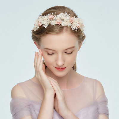 

Jonnafe Handmade Flower Girl Lace Hair Wreath Bridesmaid Headband Wedding Hair Accessories Bridal Headpiece