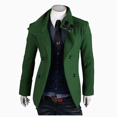 

Zogaa New Men's Wool Coat Spring Short Double-breasted