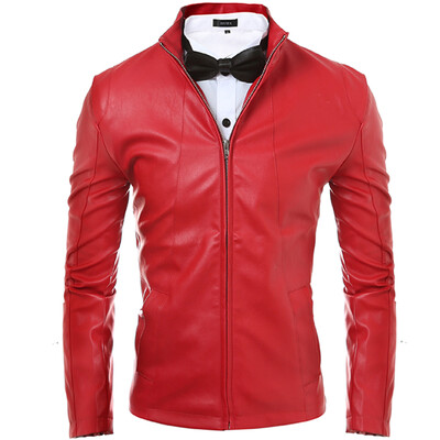 

Zogaa New Men's Leather Clothing Fashion Simple Pure Color Slim