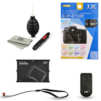 

JJC ND3E Nikon D7100 D7200 SLR комплект комплект аксессуаров (пленка + стекло хранения кассета затвора дистанционный + + + Очистка Kit крышка объектива анти-потерянный канат)