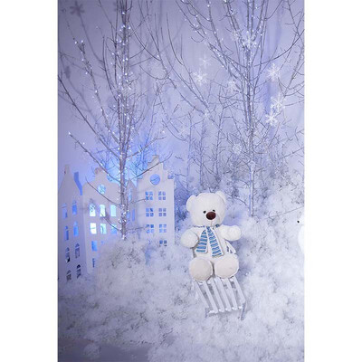 

Snow Bear Snow Day Photo Backdrop 57FT Vinyl Fabric Cloth Digital Printing Photo Background for Children -3217