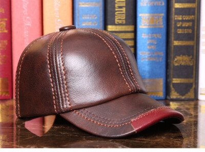 

Adult Baseball Cap Male Winter Outdoor Hat Male 100 Genuine Leather Peaked Cap Mens Winter Warm Adjustable B-7286