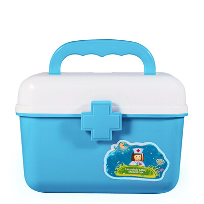 

Vilscijon Victoria plastic medicine box home multi-function storage box sealed first aid kit family medicine box small 6651 blue