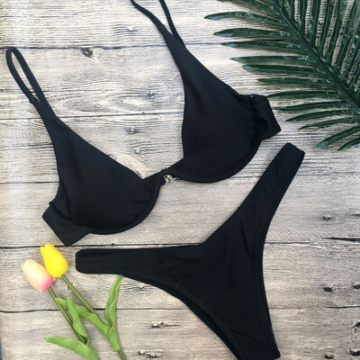 

Fashion Sexy Women Ruffle Swimwear Bikini Set Gathering steel support bikini
